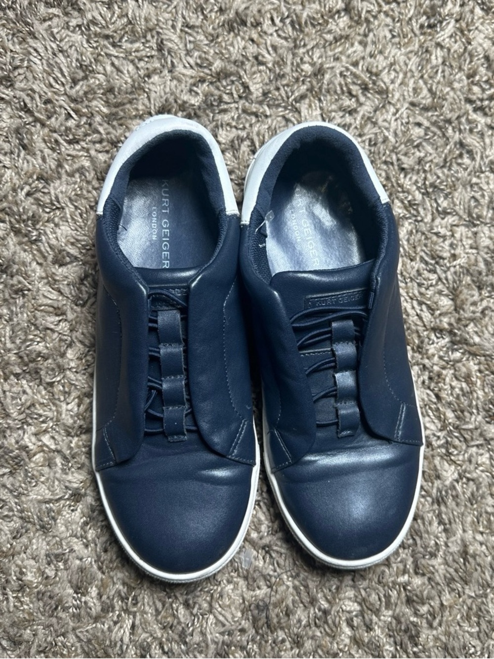 Kurt Geiger Navy and White Leather Casual Sneakers Women’s size 5